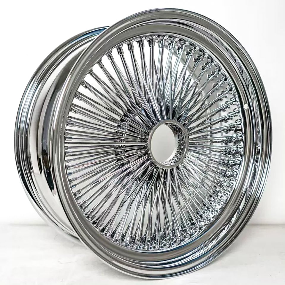 22/20 Inch Staggered Gold Wire Wheels Standard Lip for Classic Luxury Custom Cars