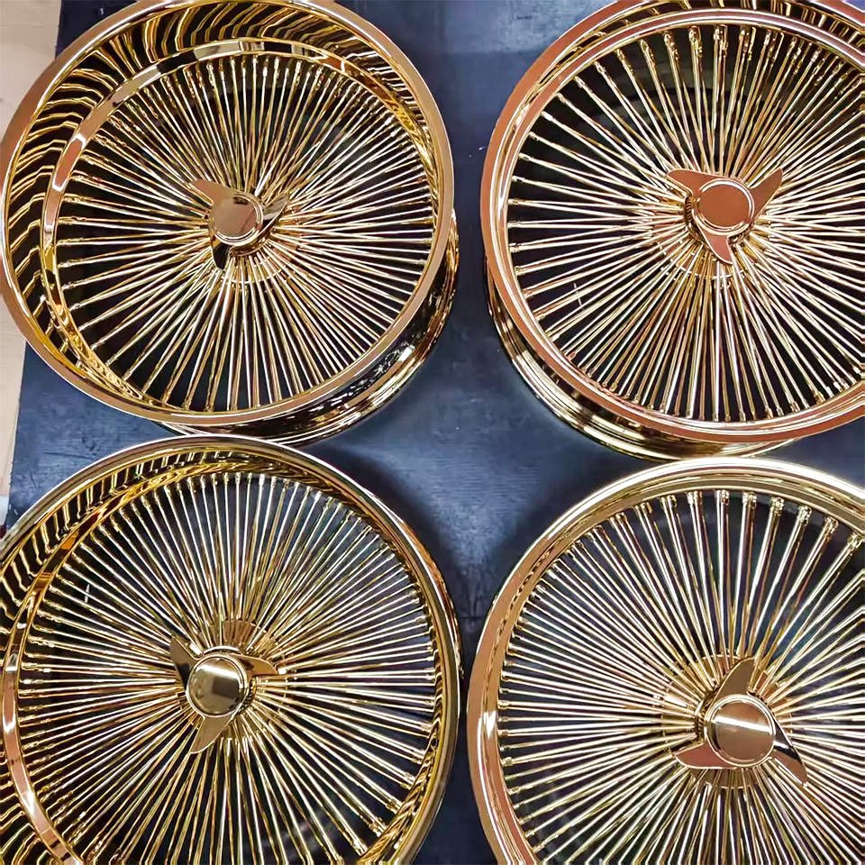 26 Inch Gold Wire Wheels 5x114.3 Forged Wire Spoke Rims for Classic Vehicles