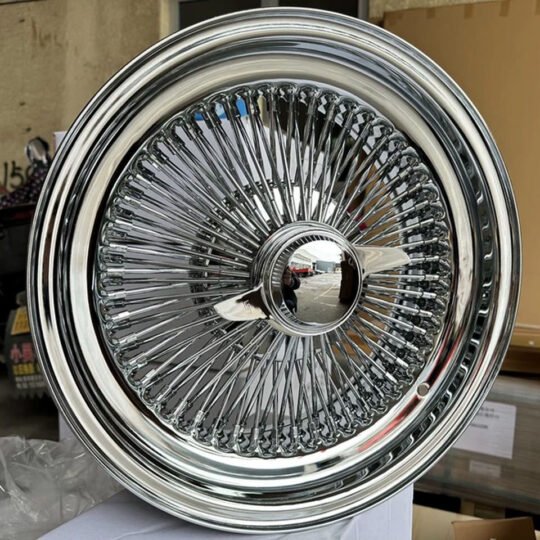 13x7 Rev 100 All Gold Chrome Steel 2 Bar Wire Wheels for Lowrider Cullinan
