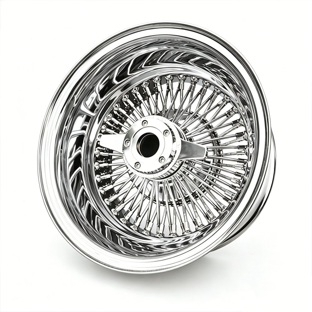 Steel Gold Deep Dish Wire Wheels 13x7 5 Lug for Classic Lowrider Retro Luxury Cars