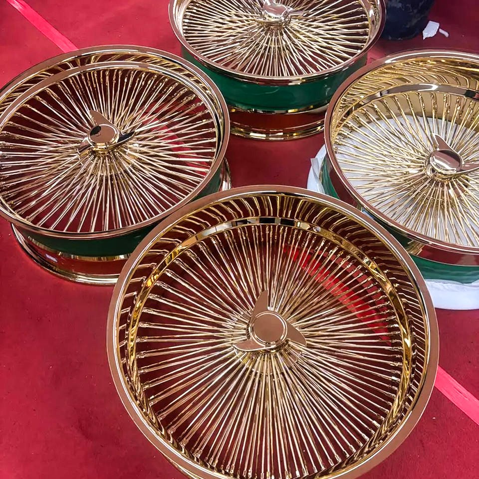 26 Inch Gold Wire Wheels 5x114.3 Forged Wire Spoke Rims for Classic Vehicles