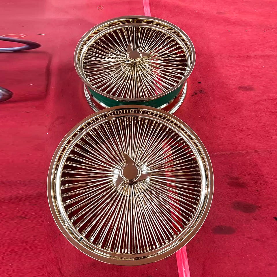26 Inch Gold Wire Wheels 5x114.3 Forged Wire Spoke Rims for Classic Vehicles
