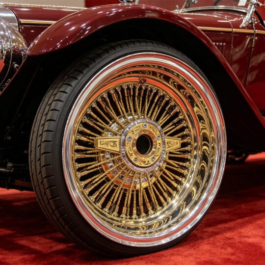 Classic Vintage Wire Spoke Wheels 14 Inch Gold Plated Chrome Rims for Classic Cars
