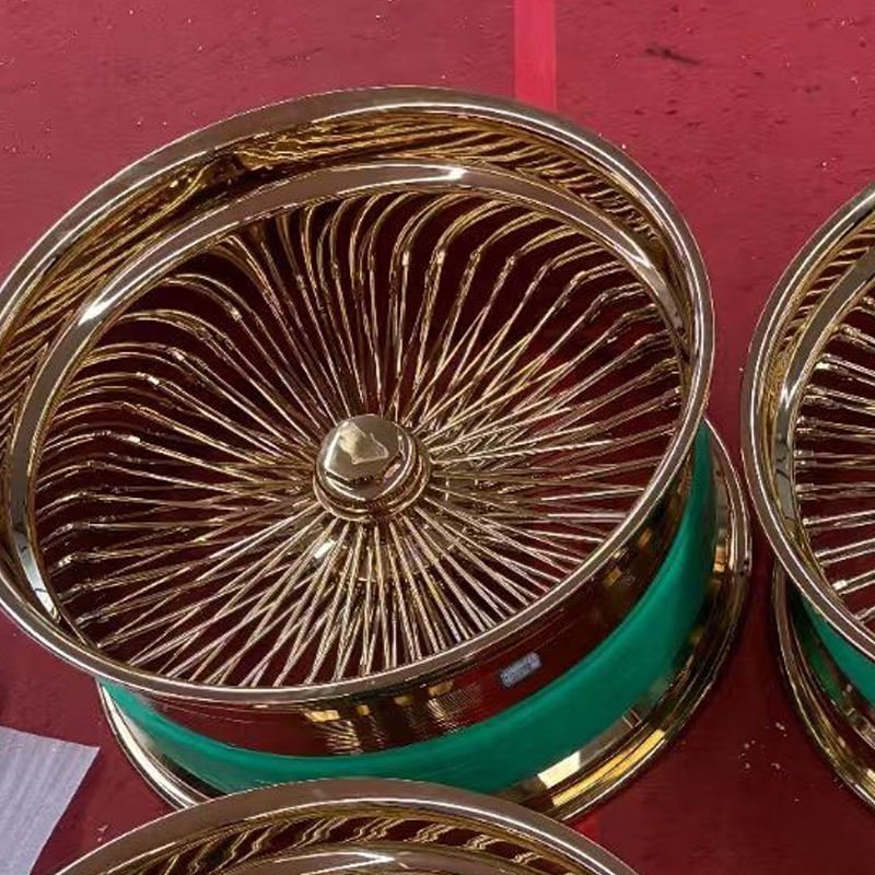 26 Inch Gold Chrome Steel Wire Spoke Wheels for Classic Lowrider Vintage Cars 6 26 Inch Gold Chrome Steel Wire Spoke Wheels for Classic Lowrider Vintage Cars