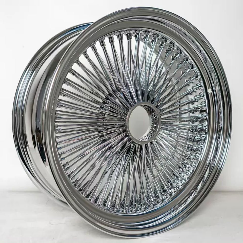 20/22 Inch Steel Retro Gold Chrome Wire Spoke Wheels Staggered Custom Rims 1 20/22 Inch Steel Retro Gold Chrome Wire Spoke Wheels