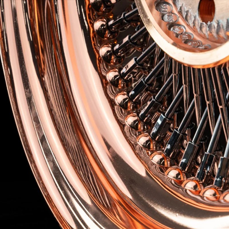 13x7 Rose Gold Deep Dish Steel Wire Wheels 13-14 Inch 100 Straight Lace Spoke Rims 4 13x7 Rose Gold Deep Dish Steel Wire Wheels 13-14 Inch 100 Straight Lace Spoke Rims