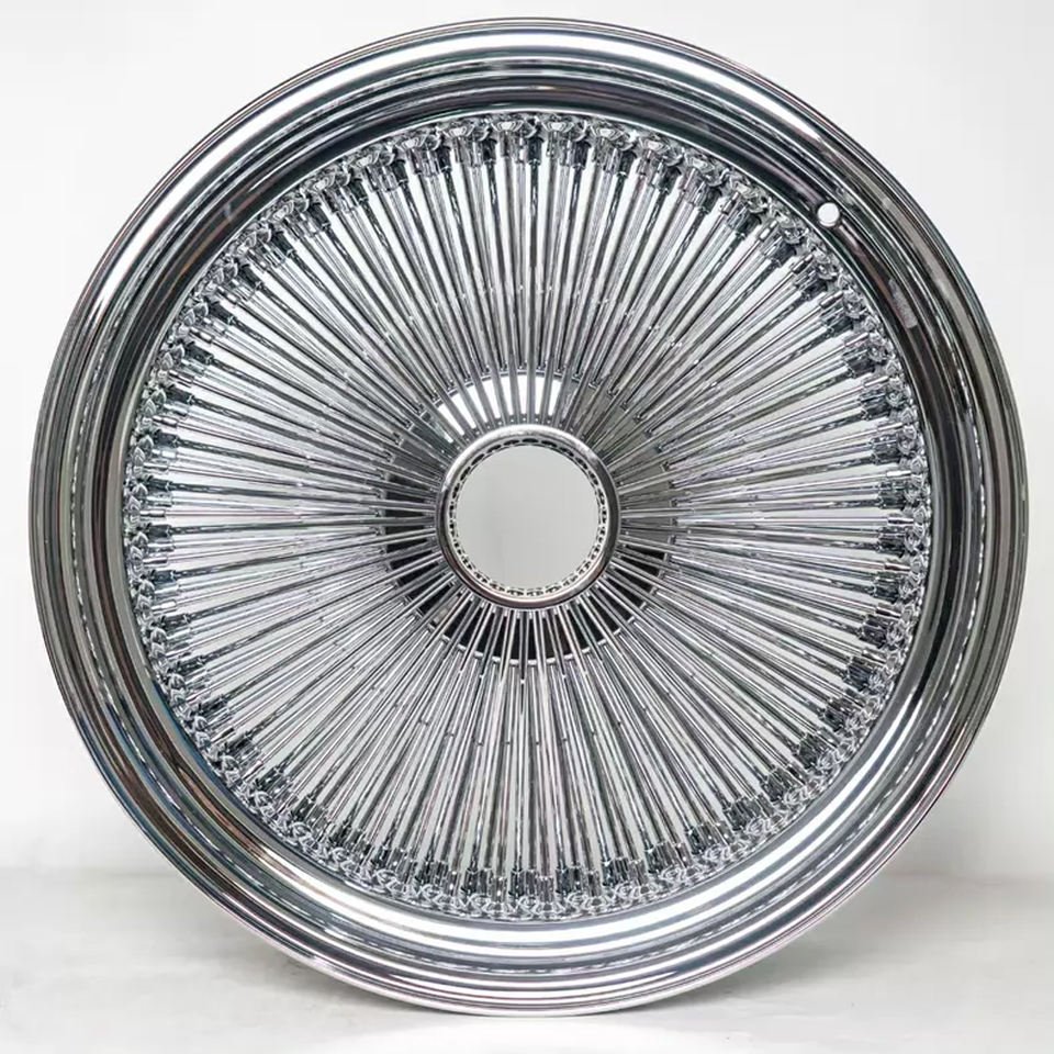 20/22 Inch Steel Retro Gold Chrome Wire Spoke Wheels Staggered Custom Rims 6 20/22 Inch Steel Retro Gold Chrome Wire Spoke Wheels Staggered Custom Rims