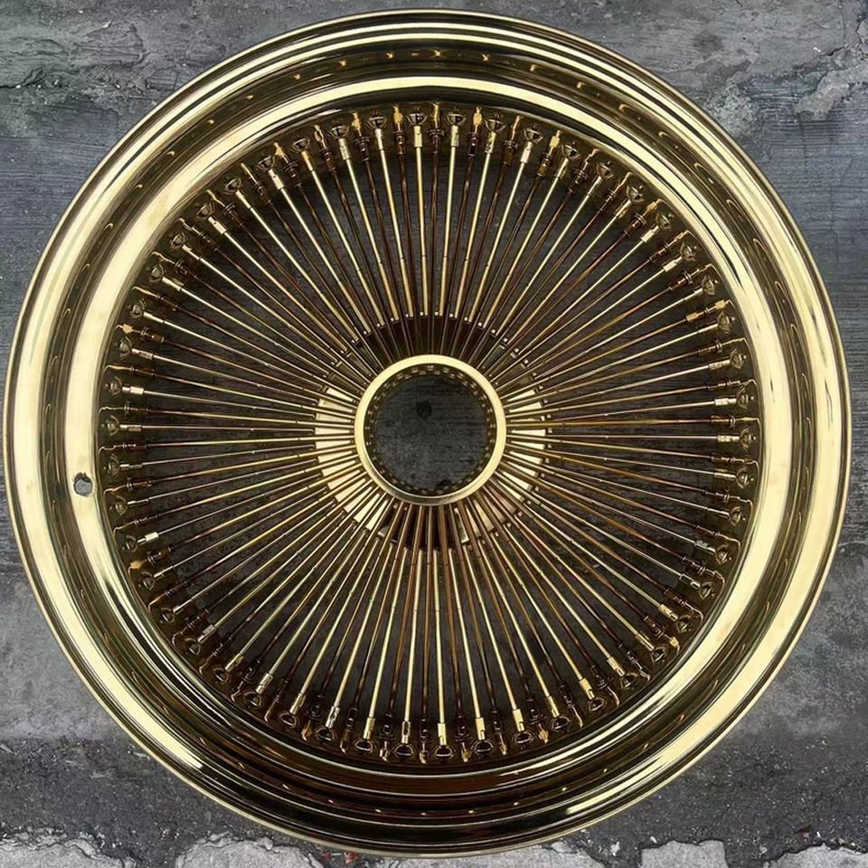 20/22 Inch Steel Retro Gold Chrome Wire Spoke Wheels