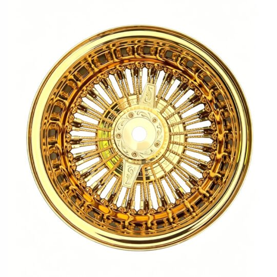 22 Inch Vintage Chrome Plated Steel Wire Spoke Wheel Assembly