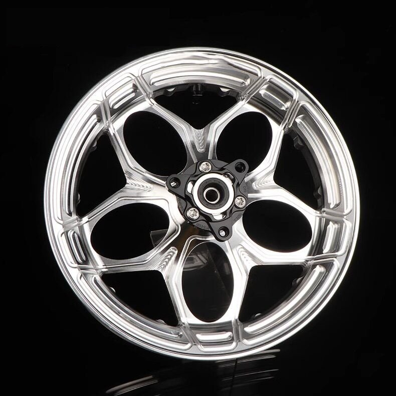 TH WHEELS Black CNC Front Wheel Rim for NIU Ninebot Scooter 3 New Black CNC Machined Aluminium Heavy-Duty Lightweight Front Wheel Rim NIU UQIU2N1S Ninebot E10 (