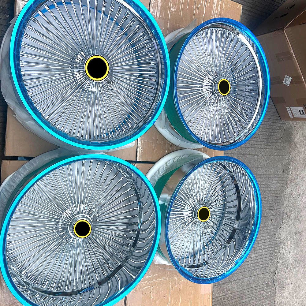 TH WHEELS Chrome Wire Wheels 22 24 26 Inch 180 200 Spokes 4 TH WHEELS Chrome Wire Wheels 22 24 26 Inch 180 200 Spokes
