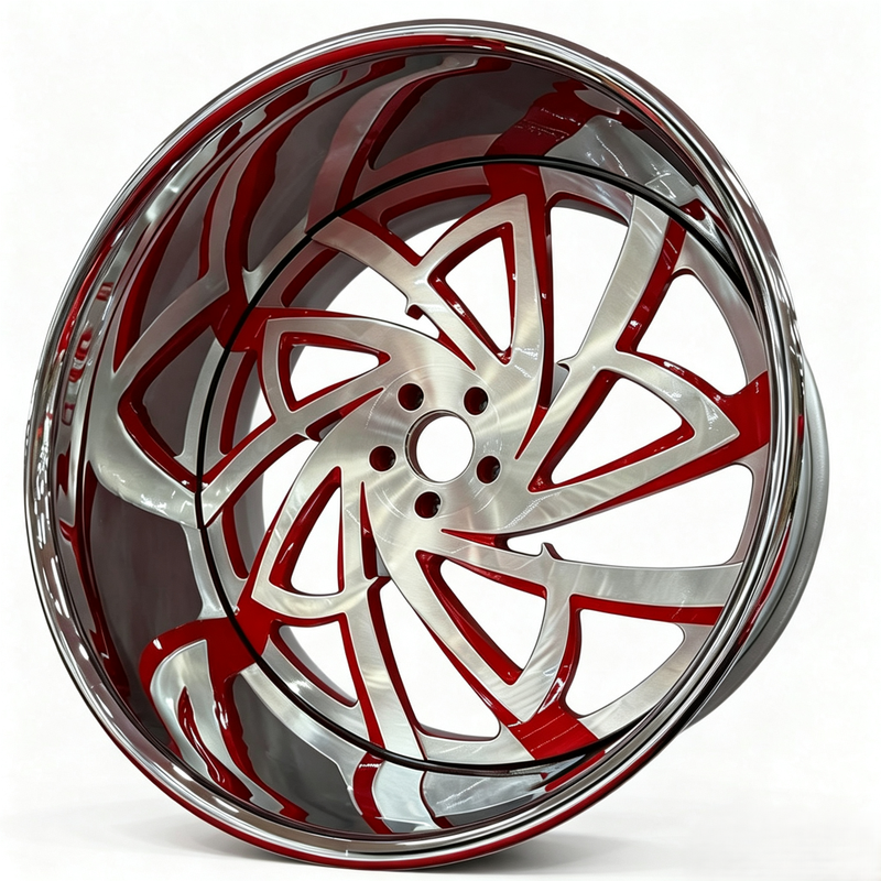 Custom 2 Piece 3 Piece Forged Wheels Red Brush Chrome Deep Dish Staggered Rims 18-30 Inch Passenger Car Wheels Custom 2 Piece 3 Piece Forged Wheels Red Brush Chrome Deep Dish Staggered Rims 18-30 Inch Passenger Car Wheels