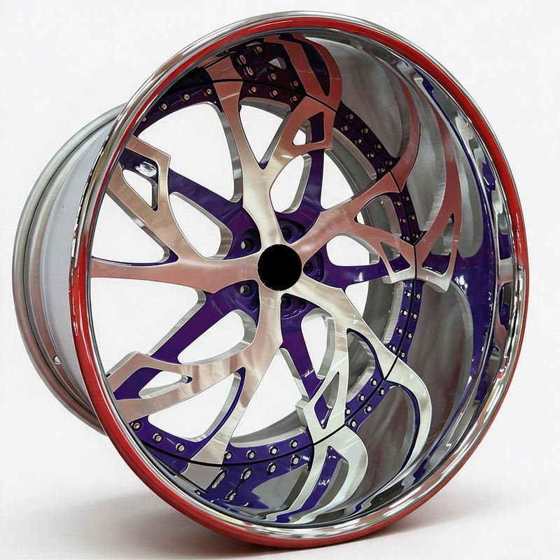 Custom 2/3-Piece Deep Dish Forged Wheels, Purple Chrome Finish Custom 2/3-Piece Deep Dish Forged Wheels, Purple Chrome Finish