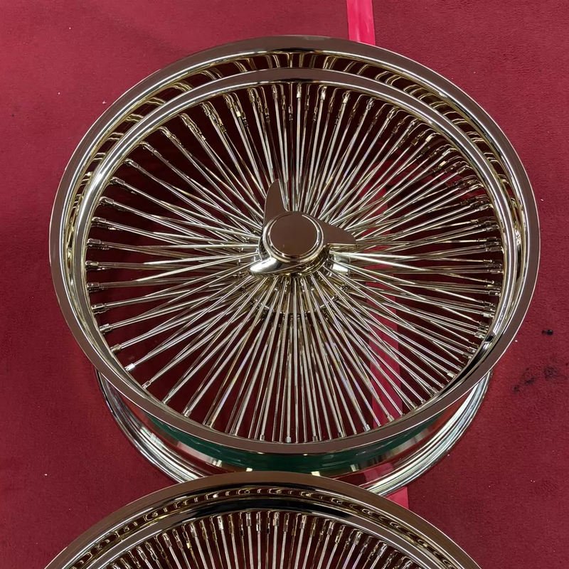 Forged Alloy Spoke Wire Wheels Chrome Plated Luxury Customized Universal Fitment Gold Finish New High Strength Lightweight Forged Alloy Spoke Wire Wheels Chrome Plated Luxury Customized Universal Fitment Gold Finish New High Strength Lightweight