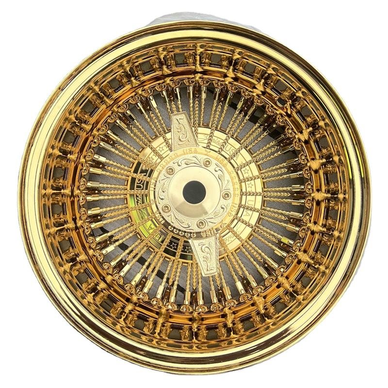 New 14 Inch Forged Aluminium Alloy CNC Machined Golden Wire Spoke Rims Multi PCD 4x100 4x114.3 5x112 5x114.3mm Custom Logo W124 New 14 Inch Forged Aluminium Alloy CNC Machined Golden Wire Spoke Rims Multi PCD 4x100 4x114.3 5x112 5x114.3mm Custom Logo W124