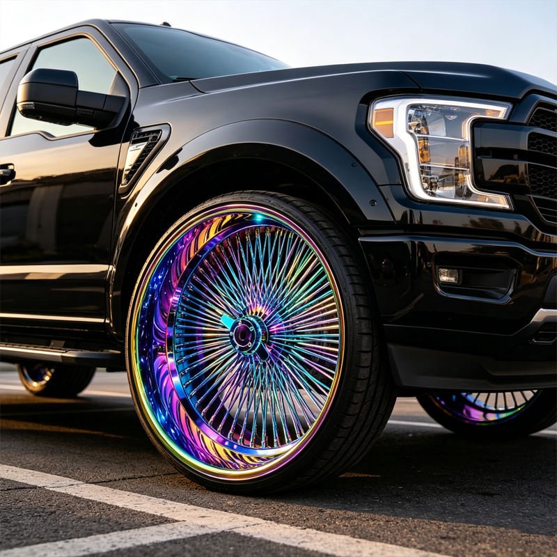 New 22 24 26 Inch Neo Chrome Wire Spoke Wheels Deep Dish Steel for SUV Pickup Car Modification New 22 24 26 Inch Neo Chrome Wire Spoke Wheels Deep Dish Steel for SUV Pickup Car Modification