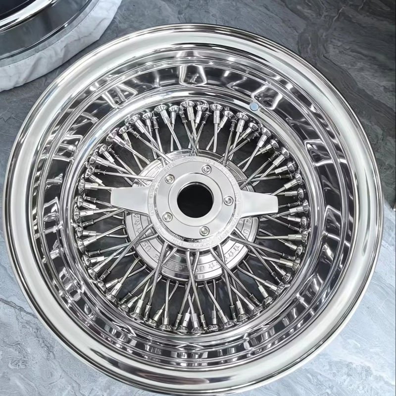 High Quality 13" Polished Chrome 72 Spokes Steel Wire Spoke Rims Replacement Wheels for Lowrider Classic American Vintage Car High Quality 13" Polished Chrome 72 Spokes Steel Wire Spoke Rims Replacement Wheels for Lowrider Classic American Vintage Car