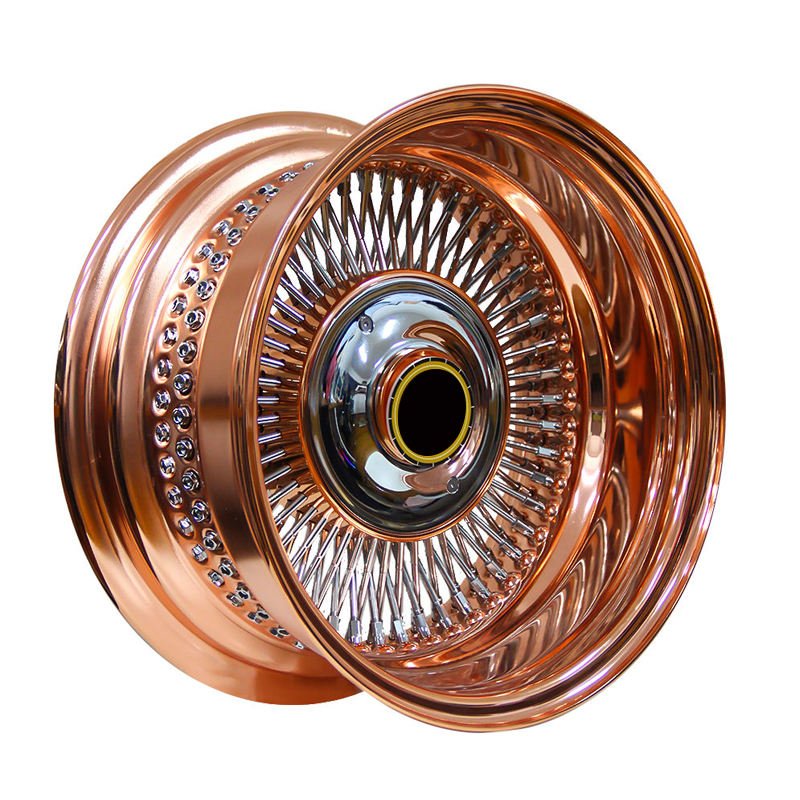 Rose Gold Chrome Finished Steel Multi Spoke Wheel Sets New 13-24 Inch 5 Lug Vintage Classic Cars Rims Rose Gold Chrome Finished Steel Multi Spoke Wheel Sets New 13-24 Inch 5 Lug Vintage Classic Cars Rims