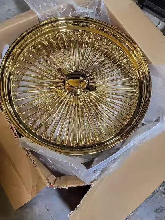 22 24 26 Inch Custom All Gold Wire Spoke Aluminium Alloy Wheels High Performance Lightweight Corrosion Resistant Made in China 22 24 26 Inch Custom All Gold Wire Spoke Aluminium Alloy Wheels High Performance Lightweight Corrosion Resistant Made in China