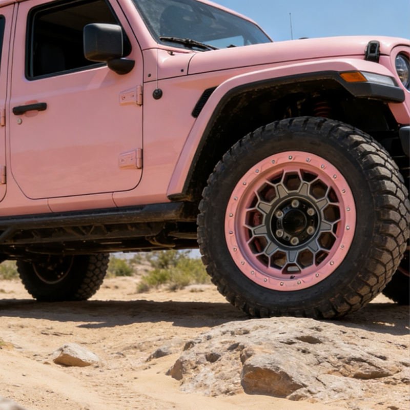 Custom Pink Forged Retro Dish Style Lightweight Beadlock Wheels Professional Off-Road Alloy Rims for Tank Bronco BJ40 Jeep Custom Pink Forged Retro Dish Style Lightweight Beadlock Wheels Professional Off-Road Alloy Rims for Tank Bronco BJ40 Jeep
